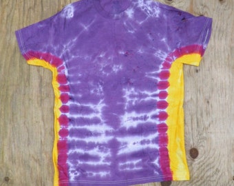 Purple and Gold Tie Dye T-Shirt (Fruit of the Loom Size S) (One of a Kind)