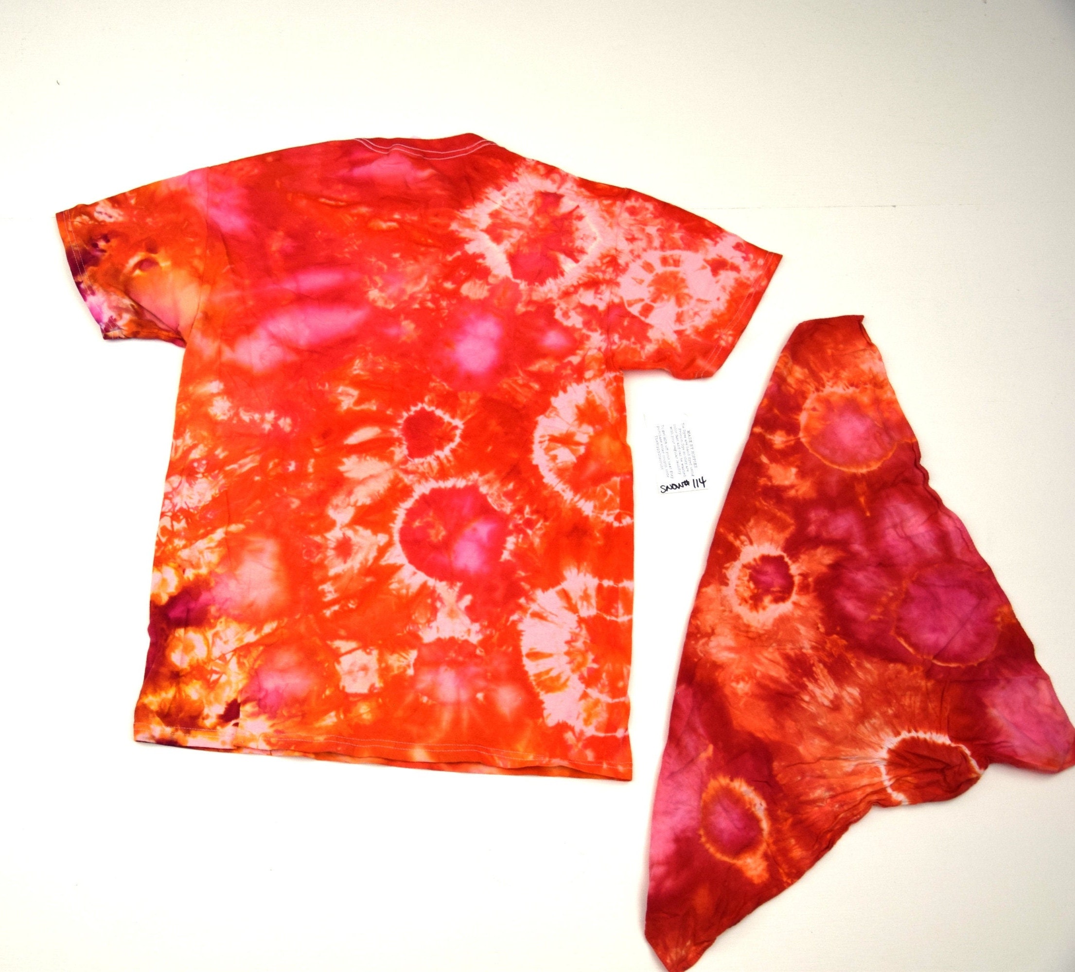 Snow Day Snow Dye Collection #114 ~ Ice Dye Tie Dye T-Shirt & Bandanna Combo (Fruit of the Loom Heavy HD Size M) (22"x22") (One of a Kind)