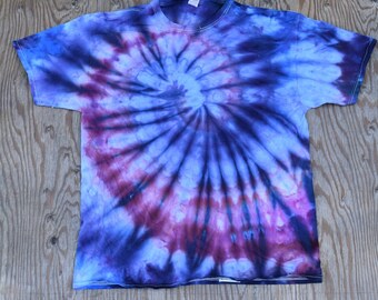 Power Berry ~ Ice Dye Spiral Tie Dye T-Shirt (Fruit of the Loom Heavy Cotton HD Size XL) (OoAK) TD-222