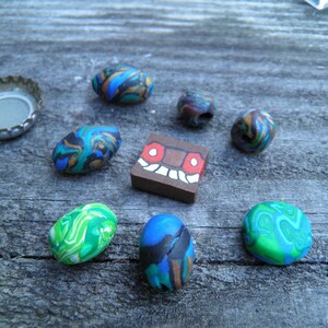 Eight Assorted Polymer Clay Beads Handmade One of a Kind image 2