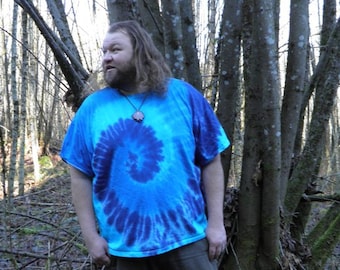 The Blues Spiral Tie Dye T-Shirt (Made By Hippies Tie Dye In Stock  in Sizes Small to 4XL) (Fruit of the Loom)