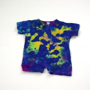 Galactic Starfield ~ Tie Dye Scrunch Baby Cotton T-shirt Romper (Rabbit Skins Infant T Romper Size 6 months)(One of a Kind)