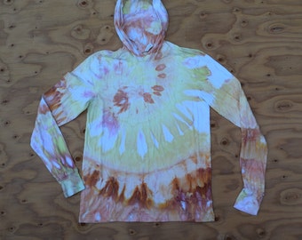 Snow Day Snow Dye Collection #361 ~ Ice Dye Tie Dye Longsleeve T-Shirt with Hood (Bella Canvas Size M) (One of a Kind)