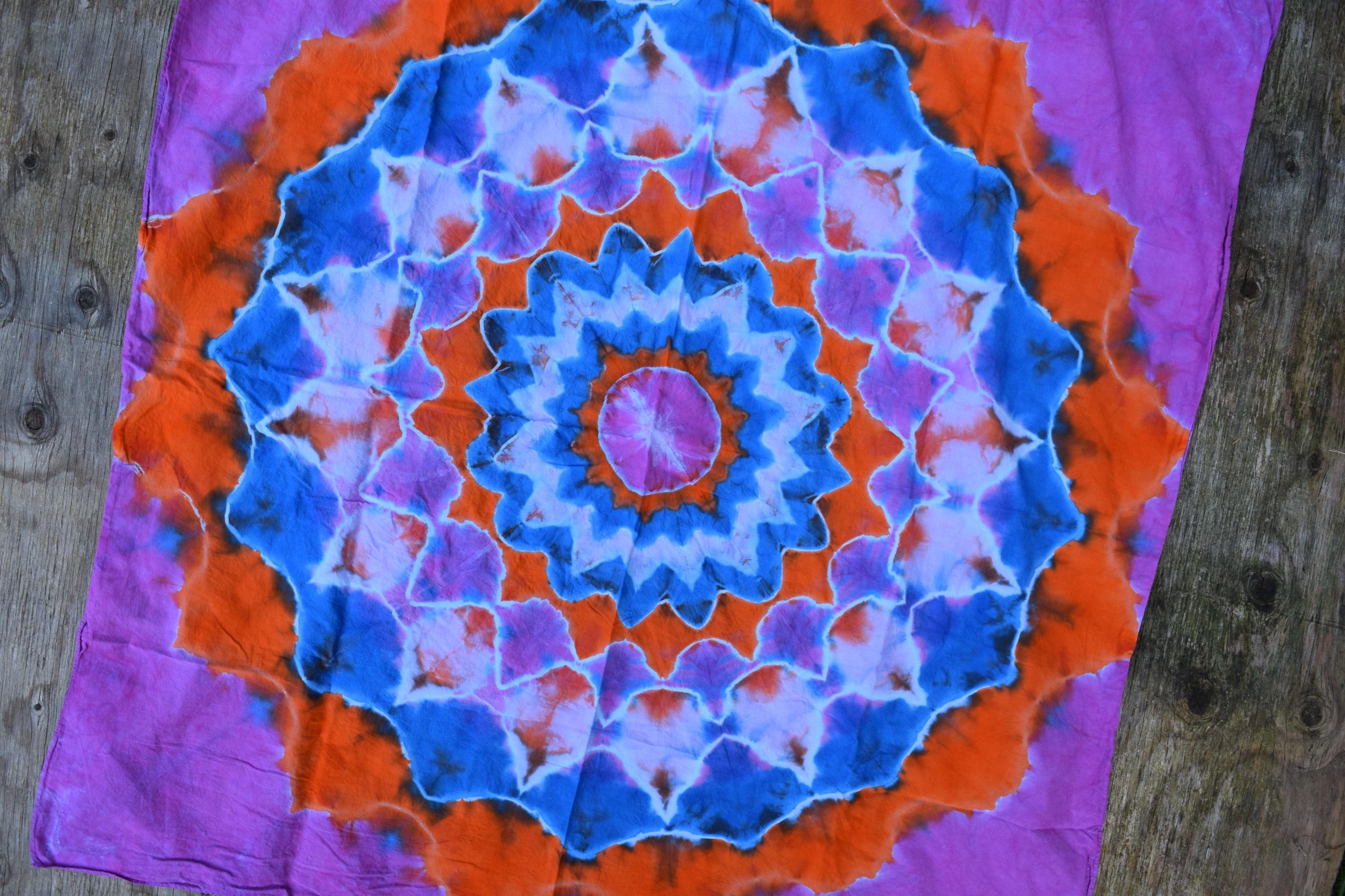 Spring Mandala ~ Tie Dye Shibori Bandanna / Scarf / Tapestry
