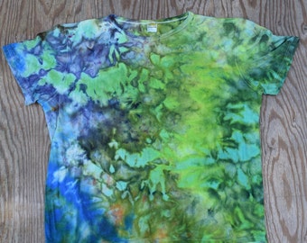 Snow Day Snow Dye Collection #370 ~ Ice Dye Tie Dye T-Shirt  (ONNO 55/45 Hemp/Organic Cotton Size XXL) (One of a Kind)