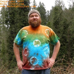 Mother Earth Spots N Dots Tie Dye T-Shirt (Made By Hippies Tie Dye In Stock  in Sizes Small to 4XL) (Fruit of the Loom)