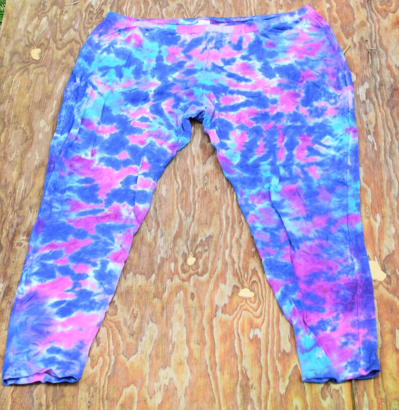 Dharma Trading Co. Deluxe Cotton Leggings with Spandex Size 3XL Pink Blue Purple Scrunch Leggings One of a Kind