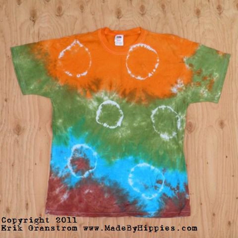 Mother Earth Spots N Dots Tie Dye T-Shirt Made By Hippies Tie Dye In Stock in Sizes Small to 4XL Fruit of the Loom image 2