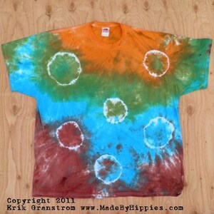 Mother Earth Spots N Dots Tie Dye T-Shirt Made By Hippies Tie Dye In Stock in Sizes Small to 4XL Fruit of the Loom image 3