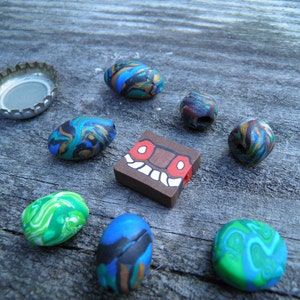 Eight Assorted Polymer Clay Beads Handmade One of a Kind image 4