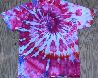 Pink Nautilus ~ Ice Dye Spiral Tie Dye T-Shirt (OoAK) TD-211