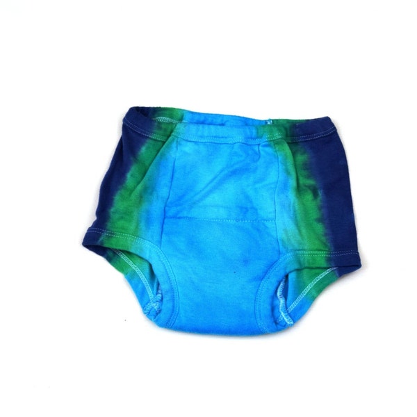Turquoise Depths ~ Tie Dye Baby Toddler Cotton Diaper Cover (Gerber Unisex Cotton Padded Training Pants)(Size 3T)(One of a Kind)