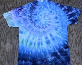 Polar Ice ~ Ice Dye Spiral Tie Dye T-Shirt (Fruit of the Loom Heavy Cotton HD Size XL) (OoAK) TD-216