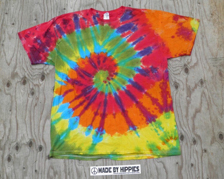 rainbow spiral tie dye t shirt