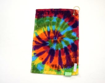Rainbow Spiral Tie Dye Disc Golf Towel  (11" X 17") (In Stock)