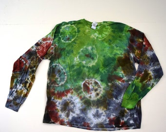 Camping ~ Tie Dye Longsleeve Shirt (Gildan Heavy Cotton Longsleeve Size 2XL) (One of a Kind)