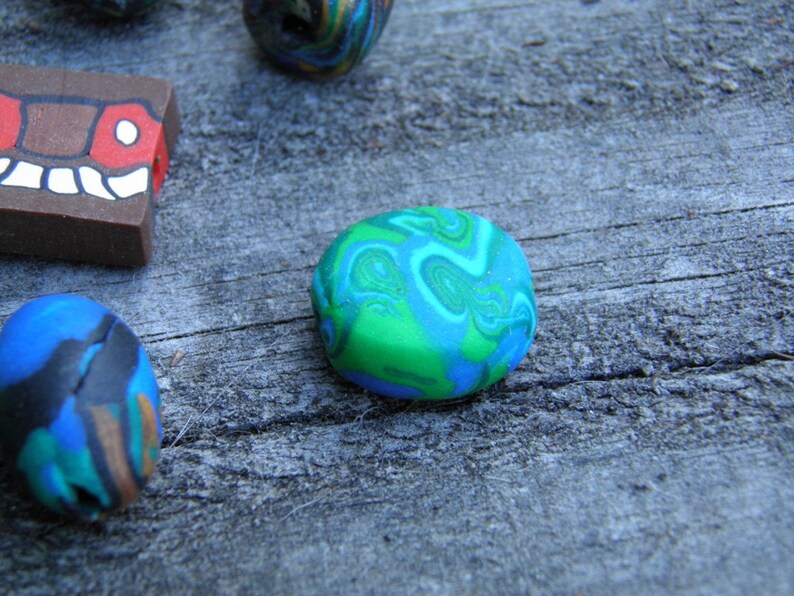 Eight Assorted Polymer Clay Beads Handmade One of a Kind image 3