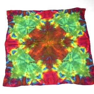 Leafy Mandala Tie Dye Shibori Bandanna / Scarf / Tapestry Dharma Cotton 36 x 36 One of a Kind image 1