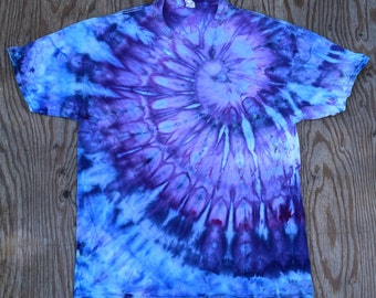 Rolling Storm ~ Ice Dye Spiral Tie Dye T-Shirt (Fruit of the Loom Heavy Cotton HD Größe XL) (OoAK) TD-214