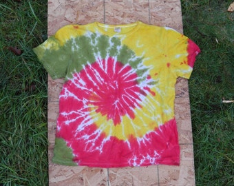 Rastaman Spiral Tie Dye T-Shirt (Size S) (Hemp Shirt) (One of a Kind)