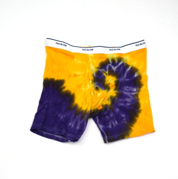 Purple and Yellow Spiral Tie Dye Men's Underwear fruit of the Loom Boxer  Briefs Size XL one of a Kind -  Canada