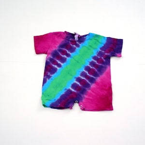 Maypole ~ Tie Dye Bandolier Baby Cotton T-shirt Romper (Rabbit Skins Infant T Romper Size 6 months)(One of a Kind)