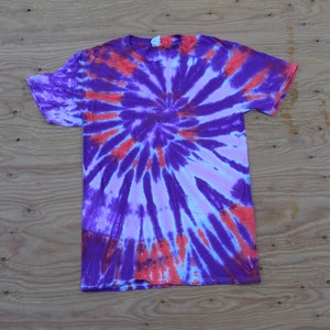 Wózek z lodami ~ Spiralna koszulka tie-dye (Fruit of the Loom Heavy HD, rozmiar S) (jedyny w swoim rodzaju) TD-81 Fioletowy, pomarańczowy, jasnoróżowy
