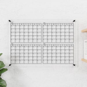 Acrylic Monthly Calendar, Monthly Dry Erase Acrylic Wall Calendar, Personalized Calendar, Clear Calendar, Family Command Center Planner