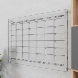 Personalized Acrylic Wall Calendar, Acrylic Dry Erase Board, Monthly & Weekly Planner 2025, Calendar with Marker, Family Calendar