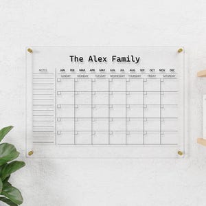 Acrylic Wall Calendar 2025, Personalized Dry Erase Board, Wall Calendar with Side Notes, Monthly and Weekly Calendar, Family Planner