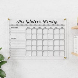 Acrylic Family Wall Calendar 2025, Personalized Dry Erase Board, Wall Calendar with Side Notes, Monthly and Weekly Calendar, Family Planner