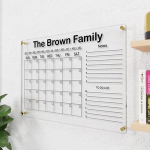 Personalized Acrylic Wall Calendar, Family Planner, Monthly Weekly Calendar, Acrylic Dry Erase Board, Large 2025 Glass Command Center
