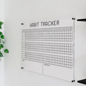Acrylic Habit Tracker Board, Acrylic Dry Erase Calendar, Acrylic Glass Yearly Calendar, Command Center, Whiteboard Calendar, Family Calendar