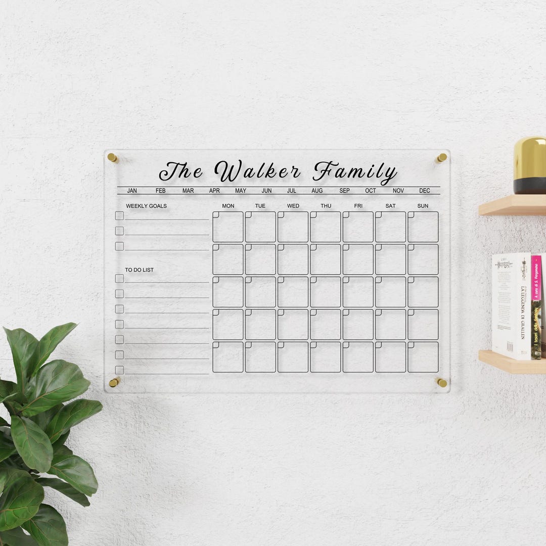 Personalized Acrylic Family Wall Calendar 2025: Dry Erase Monthly ...