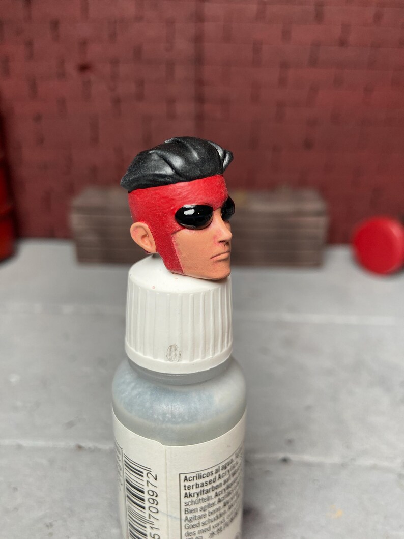 Invincible Omni Mark Red Custom Head 1/12 Scale Painted Marvel Legends ...