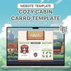 Cozy Cabin Pixel Carrd Website Template | For Streamers and Content Creators | Easy to Edit
