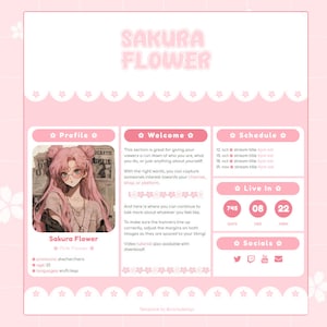 Plantilla para sitio web de Pink Sakura Cherry Blossom Carrd / Para streamers y creadores de contenido / Fácil de editar