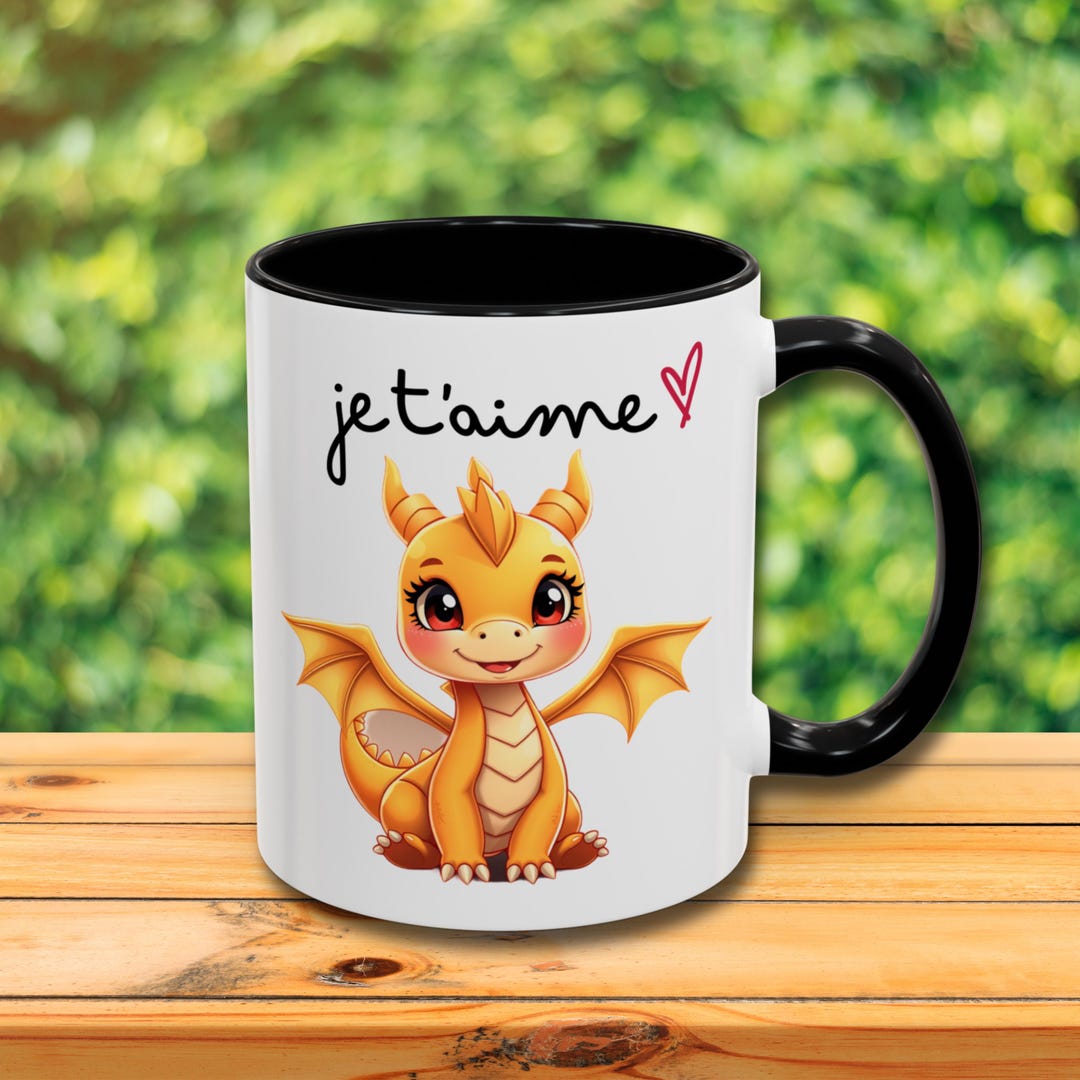 Adorable Yellow Dragon Ceramic Mug Cute Cat Design 11oz and 15oz ...