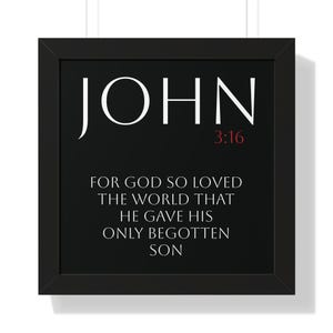 John 3:16 Bible Verse, Christian Artwork, Framed Vertical Print, Inspirational Quote, Pastor Gift image 6