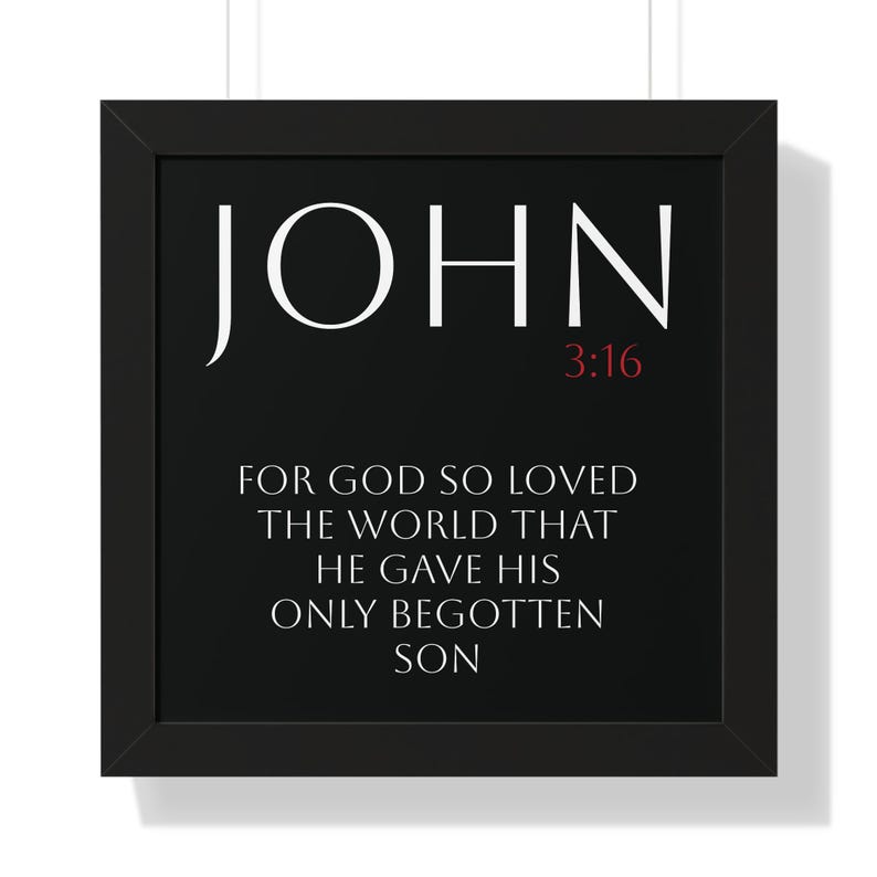 John 3:16 Bible Verse, Christian Artwork, Framed Vertical Print, Inspirational Quote, Pastor Gift image 6
