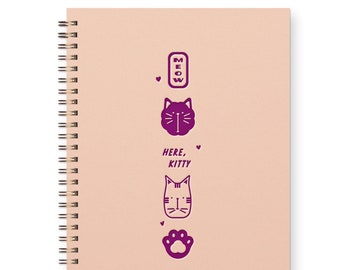 Meow Cat Journal - Notebook | Lined Pages | Spiral Bound | Letterpress | Hard Cover | Cat-themed Notebook