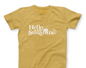 Hello Sunshine Tshirt - Unisex Jersey Tee | Bella Canvas | Mustard Heather | Screenprinted