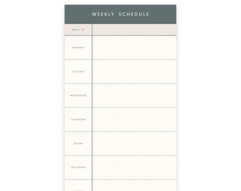 Weekly Schedule Notepad - Tear-Off Notepad | Warm White Text Paper