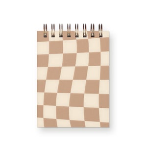 Checkerboard Mini Jotter Notebook Journal Pocket Notebook Spiral Bound Blank Pages Golden Wheat