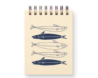 Fishes | Mini Jotter Notebook | Journal | Pocket Notebook | Spiral Bound | Blank Pages