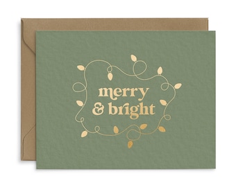 Merry & Bright Letterpress Greeting Card - Holiday Cards | Christmas Cards | Greeting Cards | Letterpress Cards