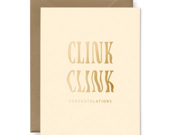 Clink Clink Greeting Card - Letterpress Greeting Card | Congratulations Card