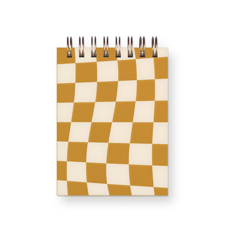 Checkerboard Mini Jotter Notebook Journal Pocket Notebook Spiral Bound Blank Pages Yellow