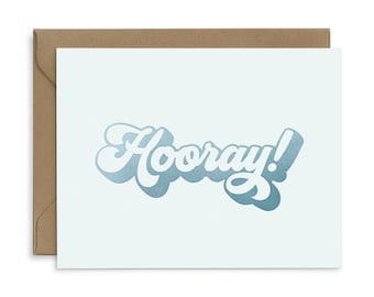 Hooray Greeting Card | Blue Foil - Congratulations |  Graduation | Wedding