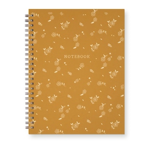Journal Fleurs éparses - Carnet ligné | Carnet cartonné | Typographie | Reliure spirale | Nature | Cadeau pour elle